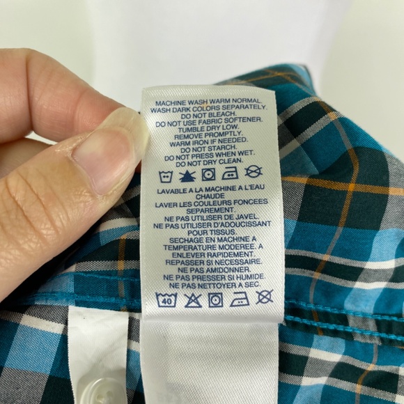 Lands End No Iron Supima Button Down Shirt Sz. 6 Plaid Teal Orange Black - Picture 11 of 11